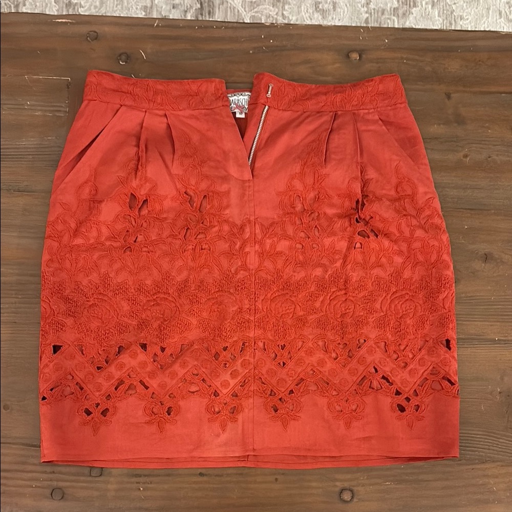 Elegant Red Lace Skirt